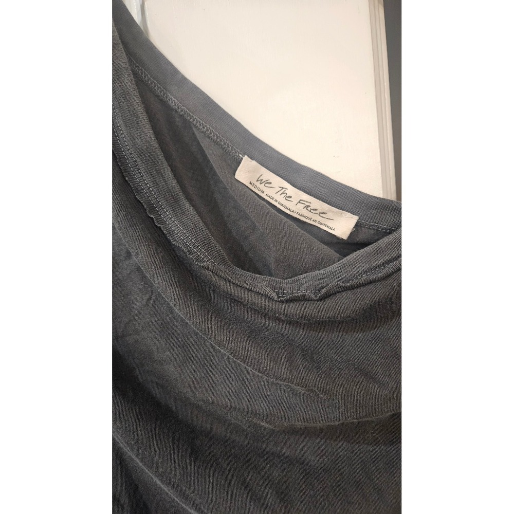 We The Free Free People One Shoulder Tee Charcoal Grey Asymmetrical Top Medium
